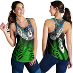 New Zealand Maori Women Racerback Tank - Manaia Paua Shell Glitter Green LT4 - Vibe Hoodie