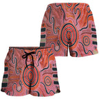 Aboriginal Women's Shorts - Indigenous Footprint Landscape - Vibe Hoodie