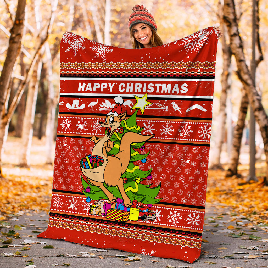 Australia Christmas Kangaroo Aboriginal Pattern Blanket - LT2