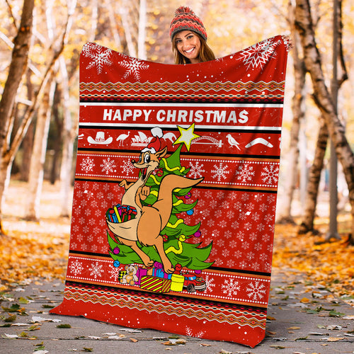 Australia Christmas Kangaroo Aboriginal Pattern Blanket - LT2