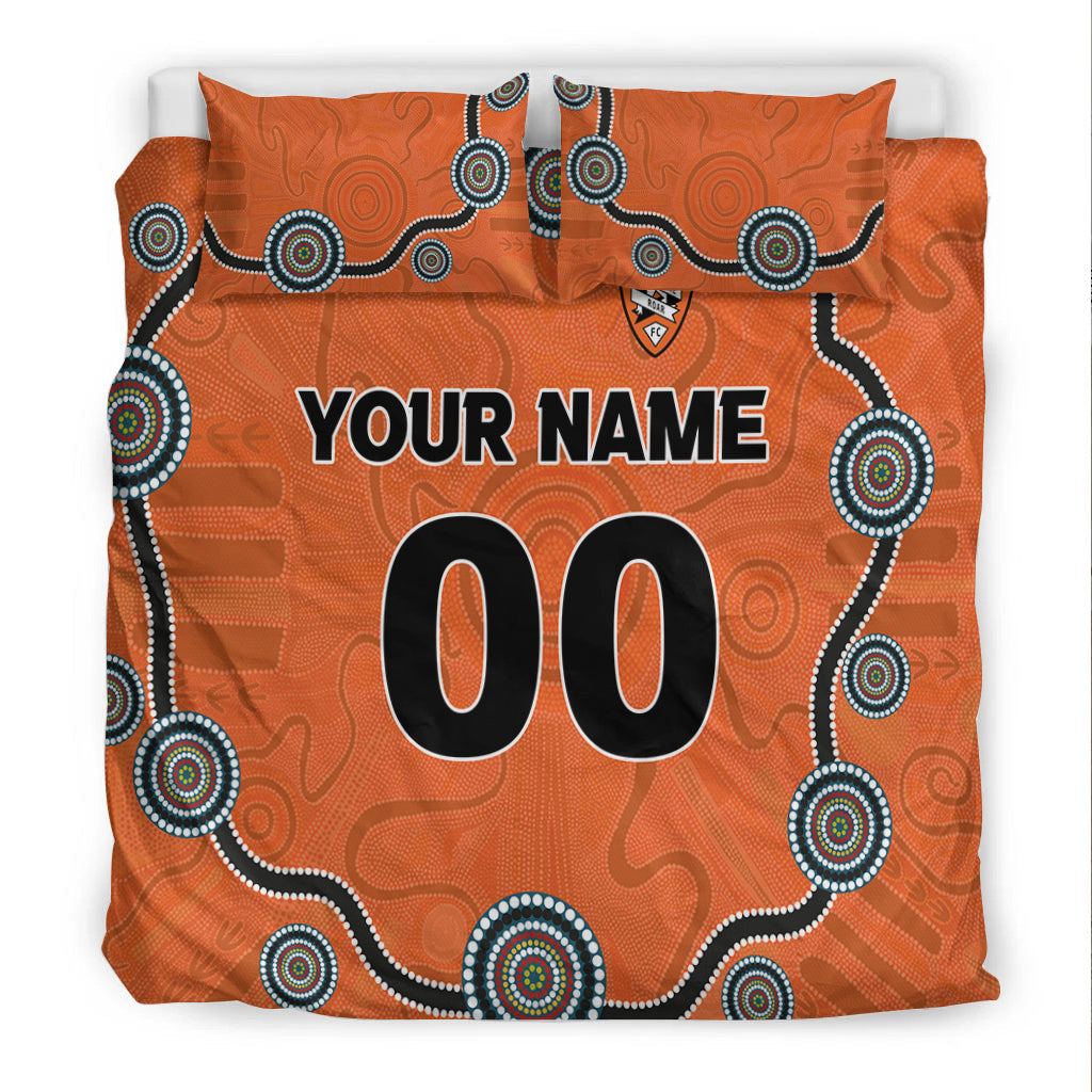 custom-personalised-brisbane-roar-bedding-set-indigenous-dot-painting-art