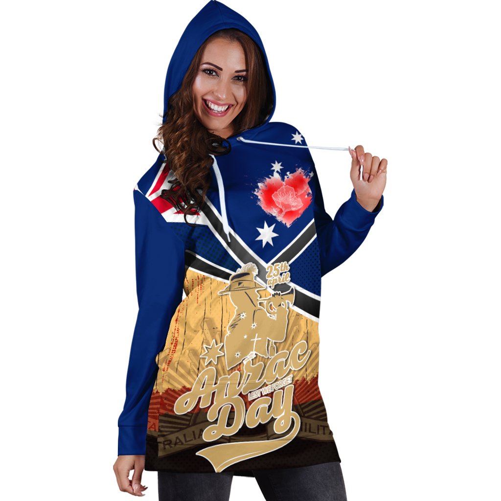 Hoodie Dress- Anzac Lest We Forget - Vibe Hoodie