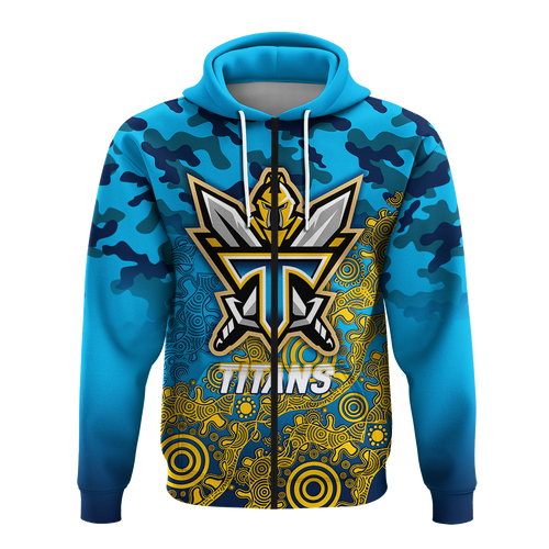 Titans Rugby ANZAC Day Camouflage Indigenous Art Hoodie - LT12