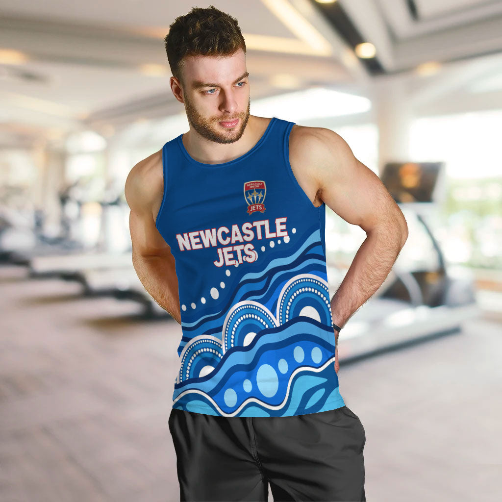 custom-personalised-newcastle-jets-men-tank-top-indigenous-dot-painting-art
