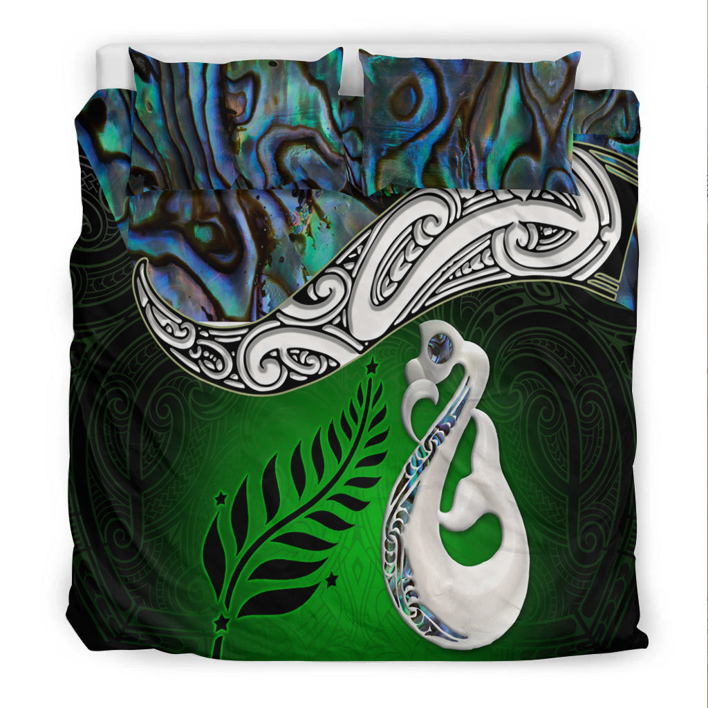 new-zealand-maori-bedding-set-manaia-paua-shell-glitter-green
