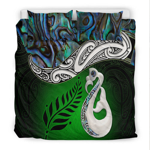new-zealand-maori-bedding-set-manaia-paua-shell-glitter-green