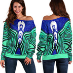 Torres Strait Women's Off Shoulder Sweater - Torres Strait Symbol And Aboriginal Patterns - Vibe Hoodie