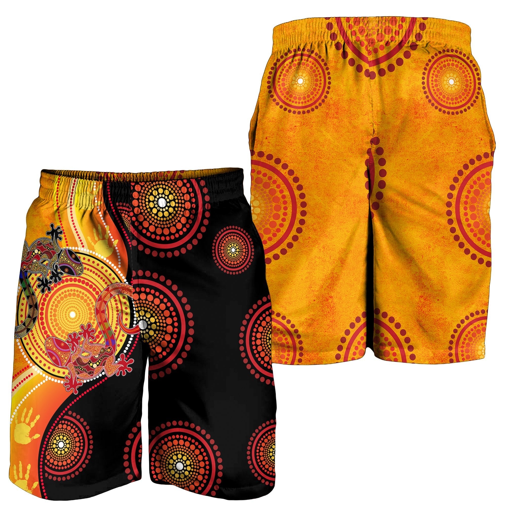 aboriginal-mens-shorts-couple-aboriginal-lizards