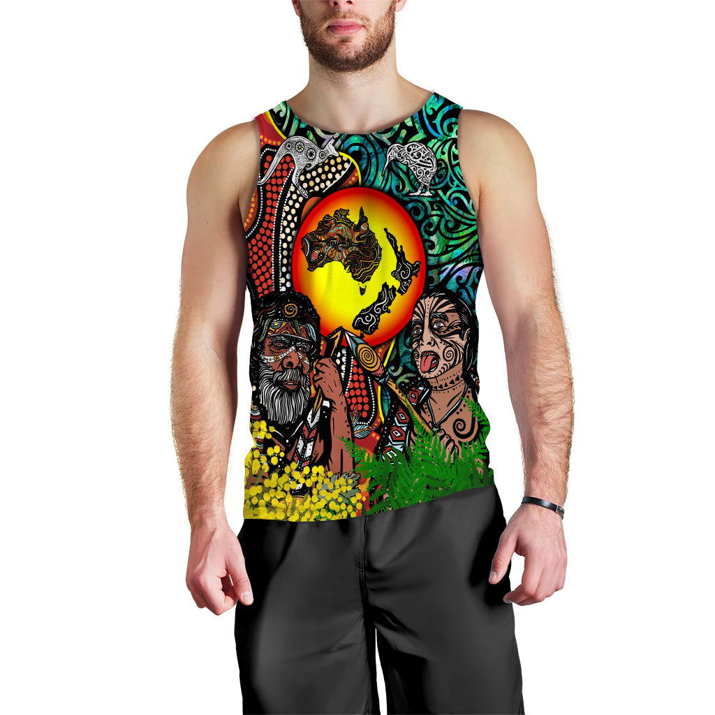 Australia Aboriginal Kangaroo Combine New Zealand Maori Kiwi Bird Men Tank Top - LT2