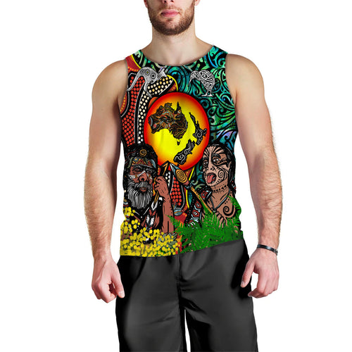 Australia Aboriginal Kangaroo Combine New Zealand Maori Kiwi Bird Men Tank Top - LT2