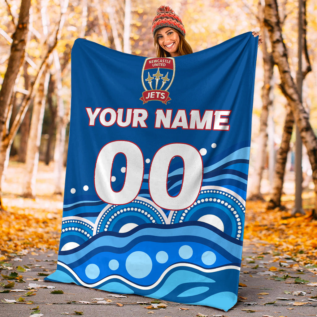 custom-personalised-newcastle-jets-blanket-indigenous-dot-painting-art