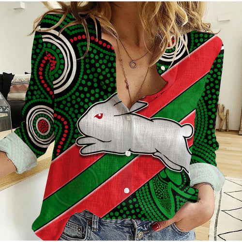 custom-personalised-rabbitohs-indigenous-women-casual-shirt-brave