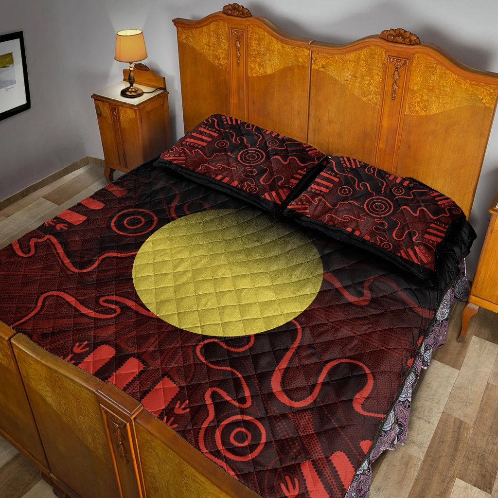 aboriginal-quilt-bed-set-indigenous-flag-grunge-style