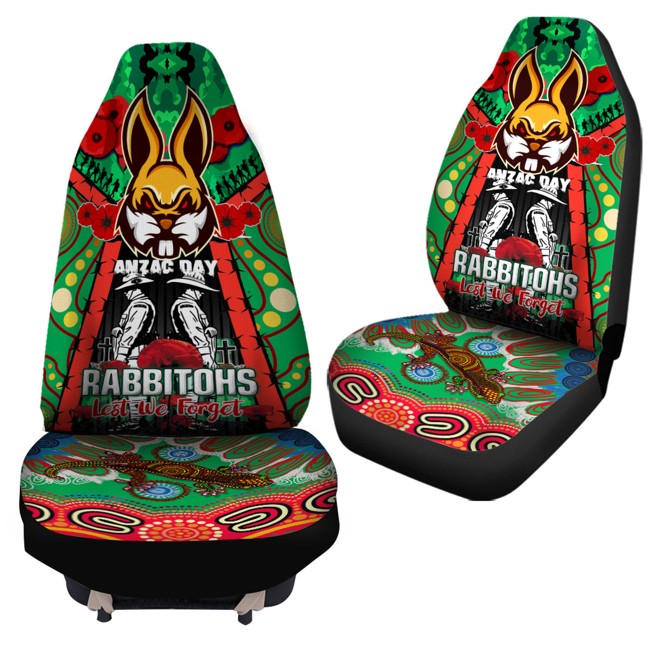 rabbitohs-rugby-aboriginal-anzac-day-custom-watercolour-car-seat-cover-remembrance-indigenous-rabbitohs-with-poppy-flower