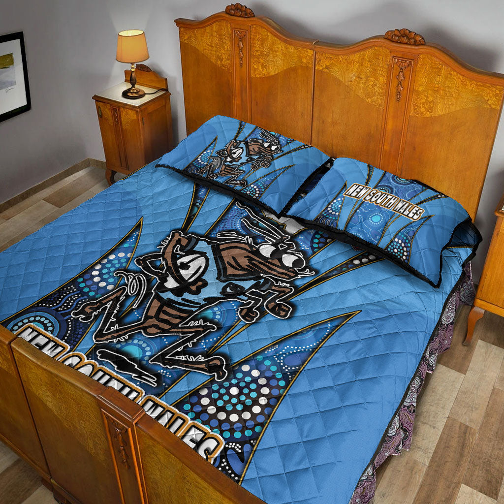new-south-wales-rugby-league-team-quilt-bed-set-new-south-wales-blues-mascot-with-aboriginal-art-state-of-origin-quilt-bed-set