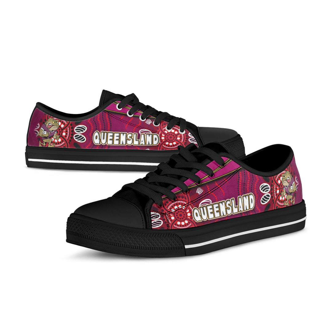 queensland-rugby-league-team-low-top-shoes-queensland-maroons-mascot-aboriginal-art-state-of-origin