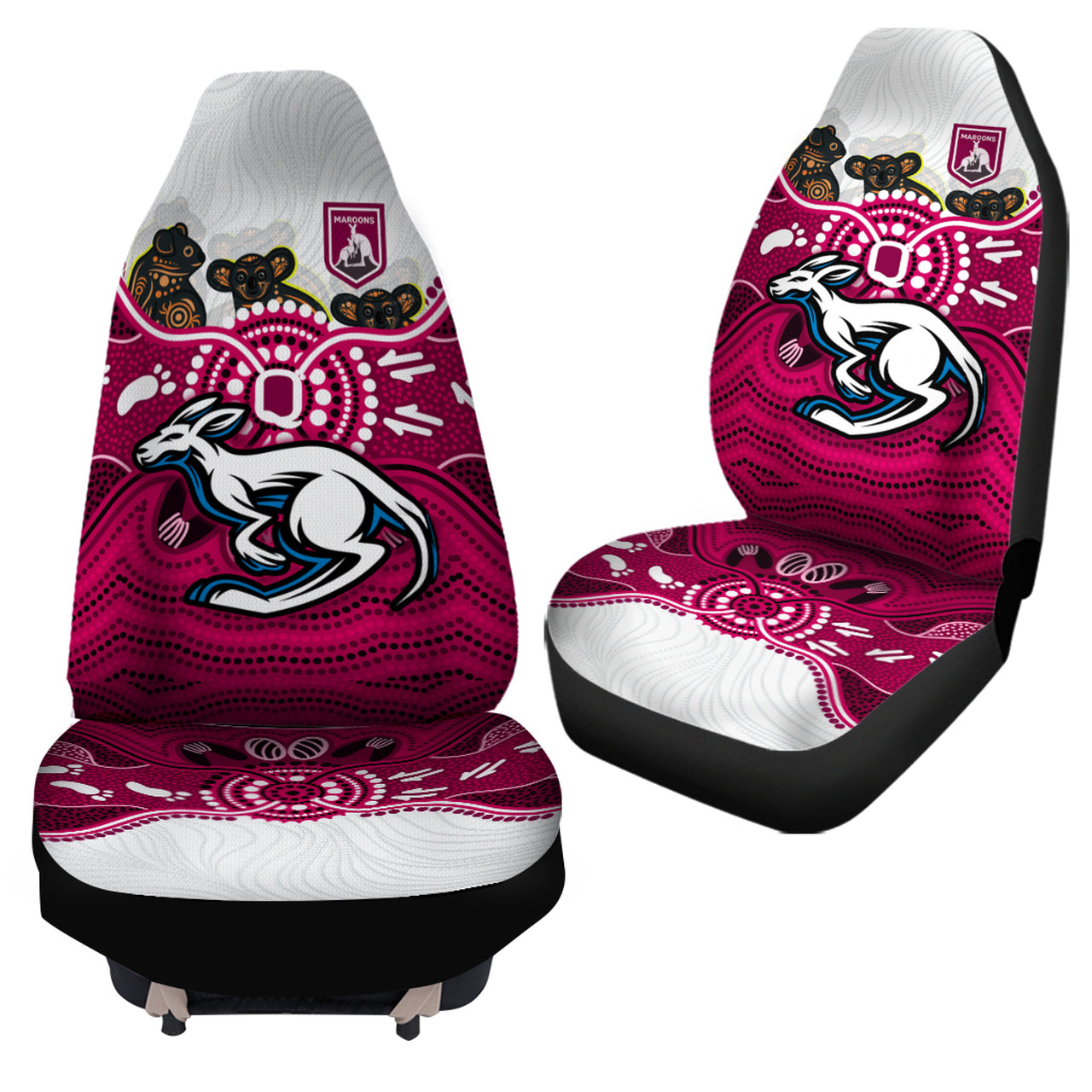 maroons-rugby-aboriginal-custom-car-seat-cover-the-cane-toads-with-indigenous-koala