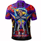 Storm Rugby Anzac Day Watercolour T-Shirt - Custom Remembrance Melbourne Storm With Poppy Flower RLT13