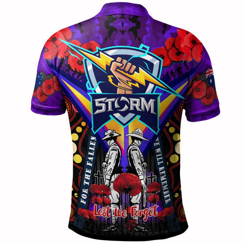 Storm Rugby Anzac Day Watercolour T-Shirt - Custom Remembrance Melbourne Storm With Poppy Flower RLT13
