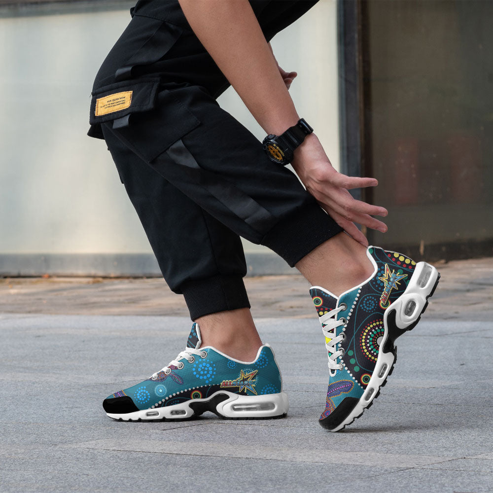 indigenous-all-stars-rugby-cushion-shoes-dreamtime-turtle-with-aboriginal-dot-painting-art-cushion-running-shoes-ver2