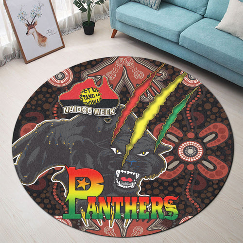 panthers-rugby-round-rug-naidoc-week-panther-with-aboriginal-dot-design-background-get-up-stand-up-show-up-round-rug
