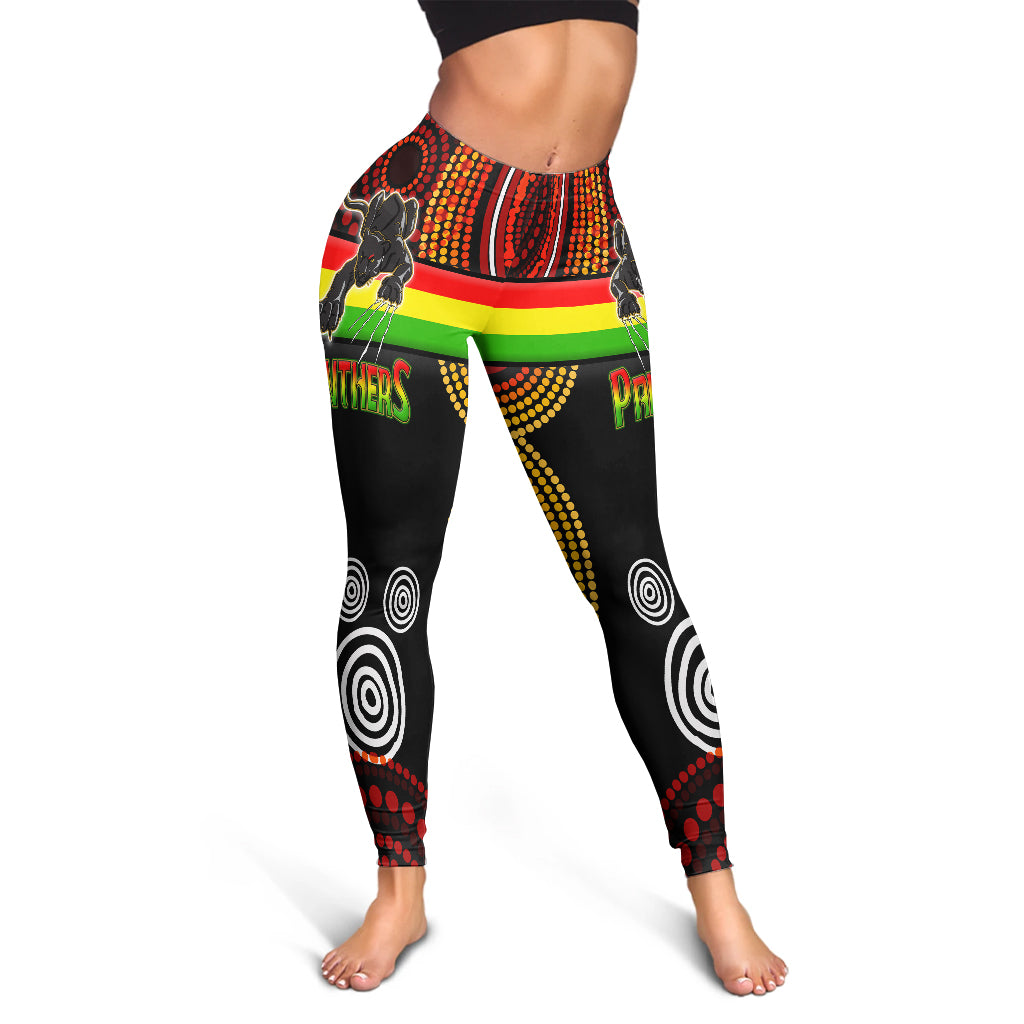 panthers-rugby-leggings-black-panther-with-aboriginal-contemporary-dot-painting-pattern-leggings