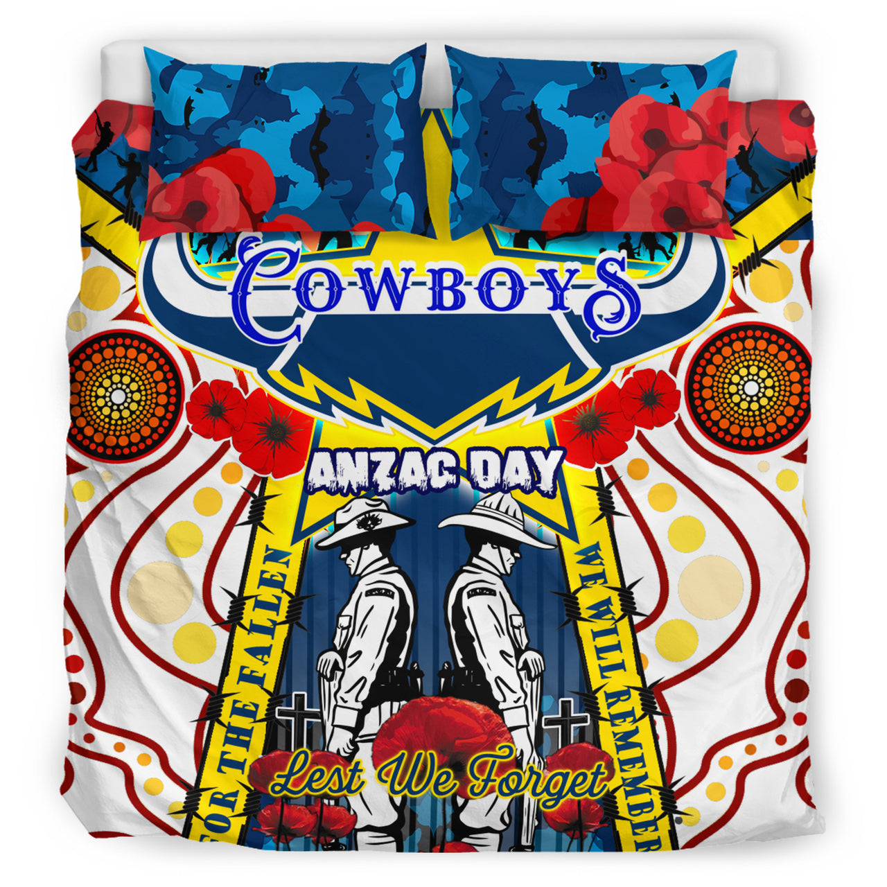 cowboys-rugby-anzac-day-watercolour-bedding-set-custom-remembrance-cowboys-with-poppy-flower