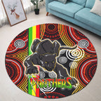panthers-rugby-round-rug-black-panther-with-aboriginal-contemporary-dot-painting-pattern-round-rug