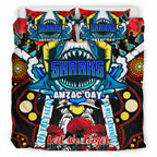 sharks-rugby-anzac-day-watercolour-custom-bedding-set-remembrance-cronulla-sutherland-sharks-with-poppy-flower