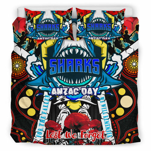 sharks-rugby-anzac-day-watercolour-custom-bedding-set-remembrance-cronulla-sutherland-sharks-with-poppy-flower