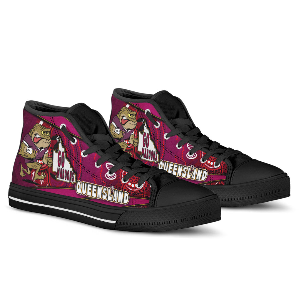 queensland-rugby-league-team-high-top-shoes-queensland-maroons-mascot-aboriginal-art-state-of-origin-high