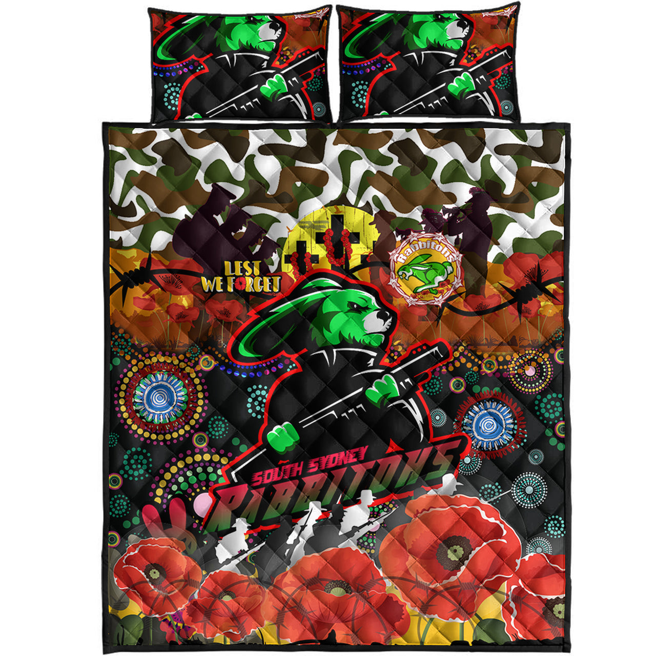 rabbitohs-rugby-custom-camouflage-anzac-poppy-quilt-bed-set-souths-anzac-lest-we-forget-spirit