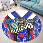 bulldogs-rugby-round-rug-bulldogs-rugby-ball-with-contemporary-style-of-aboriginal-painting-round-rug