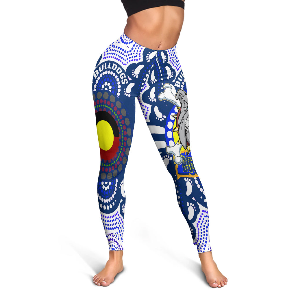 bulldogs-rugby-indigenous-leggings-custom-super-berries-with-aboriginal-flag-and-footprint-leggings