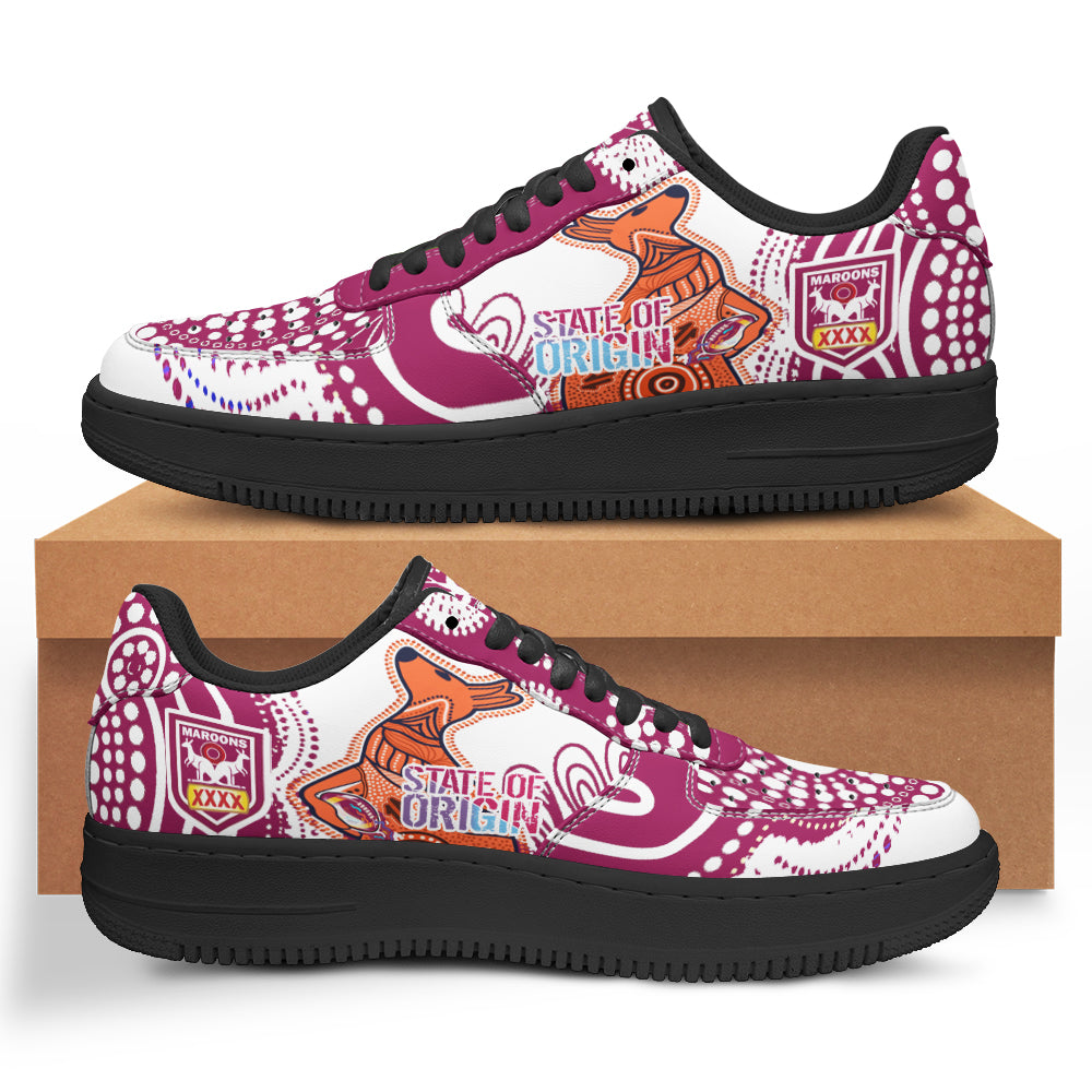 queensland-rugby-league-team-low-top-sneakers-f1-maroons-indigenous-kangaroo-state-of-origin-dot-art-painting-low-top-sneakers