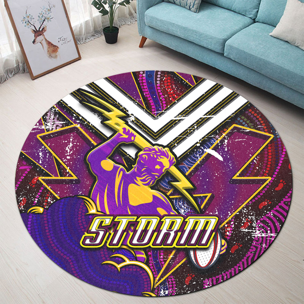 storm-rugby-round-rug-storm-and-thunder-aboriginal-style-of-dot-background-round-rug