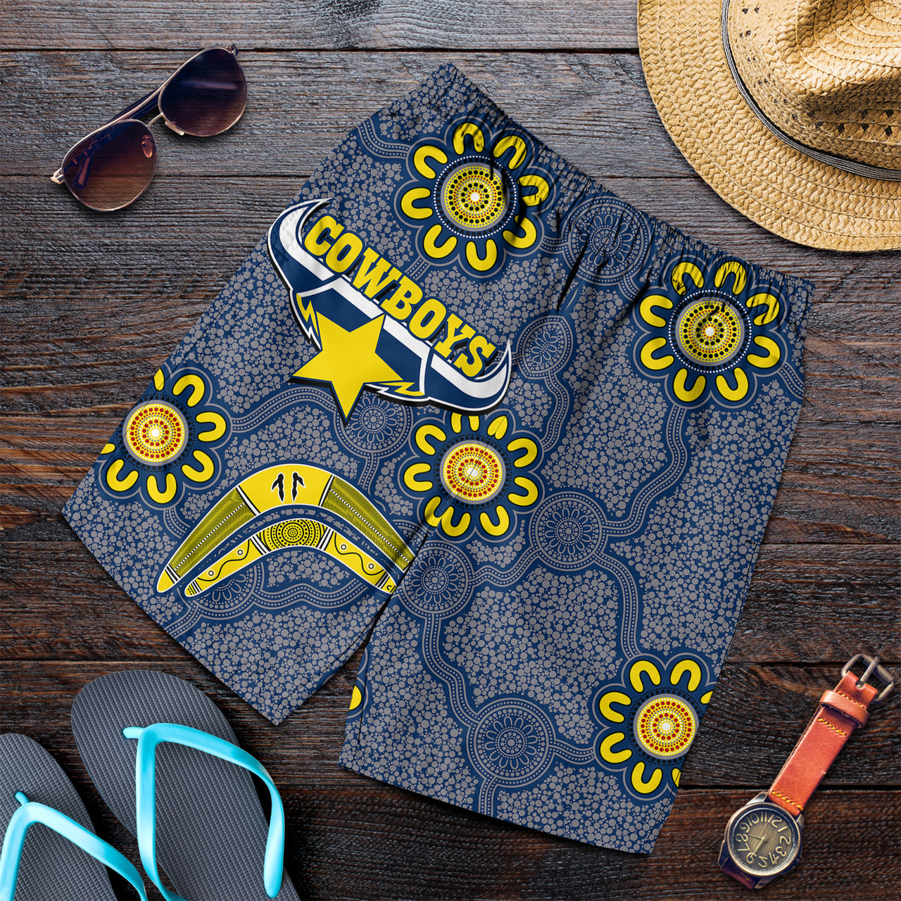 cowboys-rugby-men-shorts-aboriginal-boomerang-cowboys-men-shorts