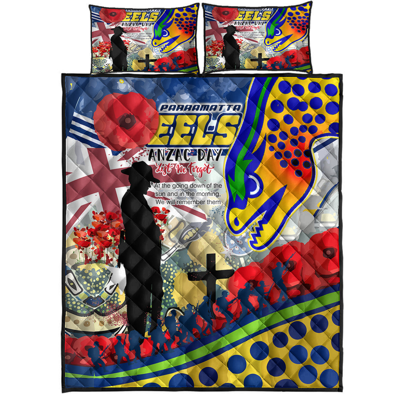 eels-rugby-australia-anzac-day-lest-we-forget-custom-quilt-bed-set-remembrance-eels-with-anzac-poppy-watercolour-style