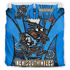 new-south-wales-rugby-league-team-bedding-set-new-south-wales-blues-mascot-with-aboriginal-art-state-of-origin-bedding-set