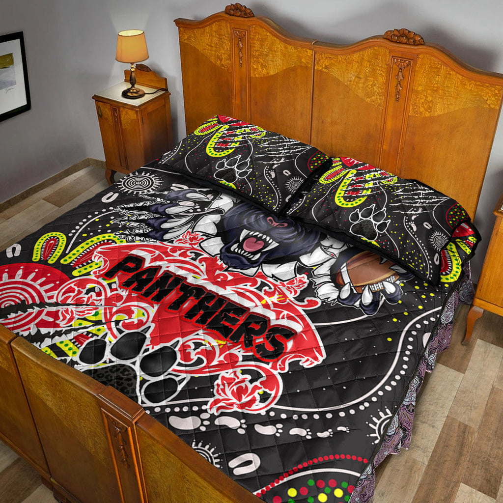 panthers-rugby-aboriginal-quilt-bed-set-indigenous-super-black-panthers-scratch-style