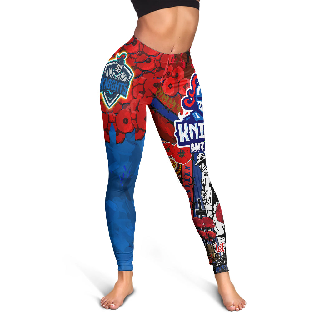 knights-rugby-anzac-watercolour-leggings-remembrance-indigenous-newcastle-knights-with-poppy-flower-leggings