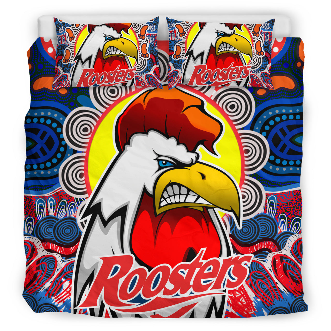 roosters-indigenous-rugby-custom-bedding-set-protection-under-the-sun