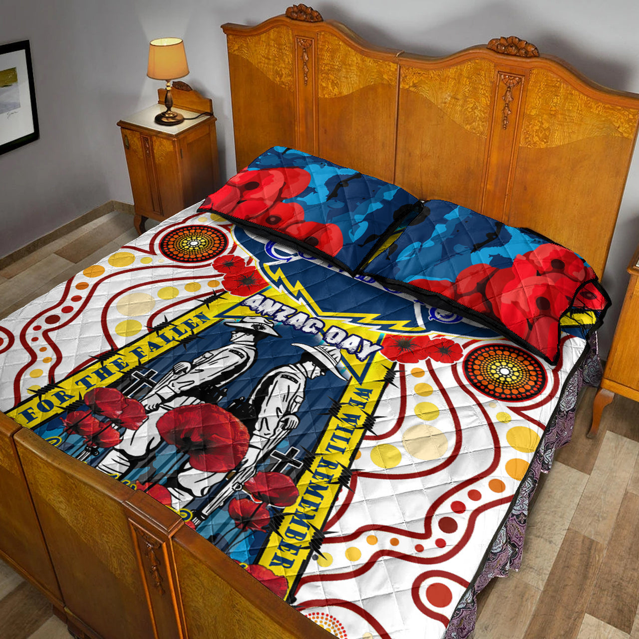cowboys-anzac-day-watercolour-rugby-quilt-bed-set-custom-remembrance-cowboys-with-poppy-flower