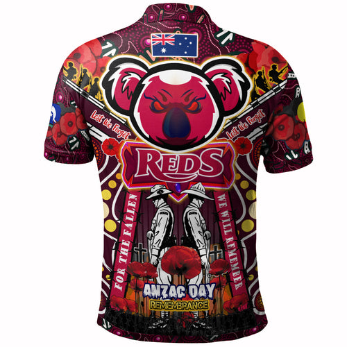 reds-rugby-anzac-aboriginal-custom-watercolour-polo-shirt-remembrance-queensland-reds-with-koala-and-poppy-flower
