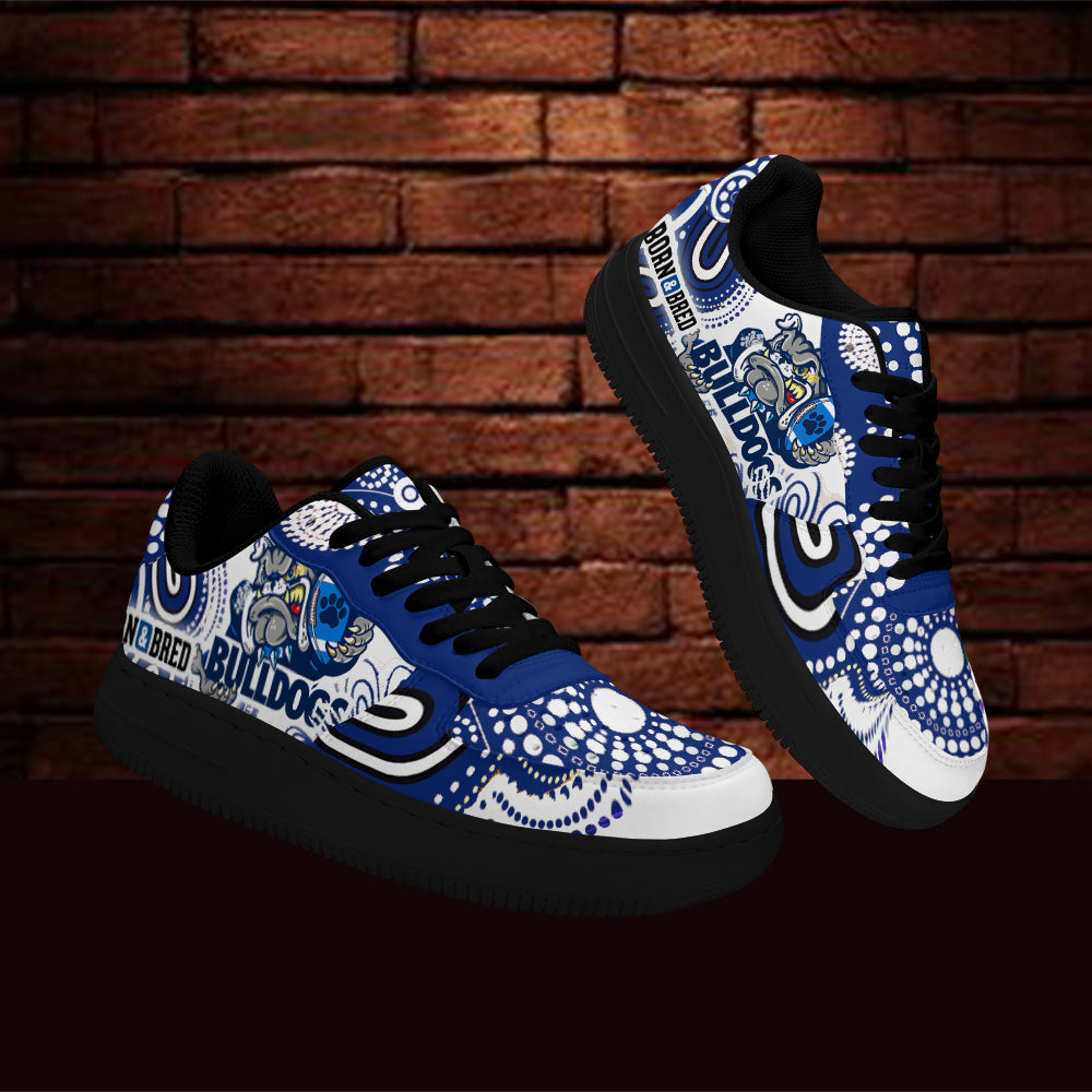 bulldogs-rugby-born-bred-low-top-sneakers-f1-indigenous-bulldogs-with-rugby-ball-and-aboriginal-patterns-low-top-sneakers