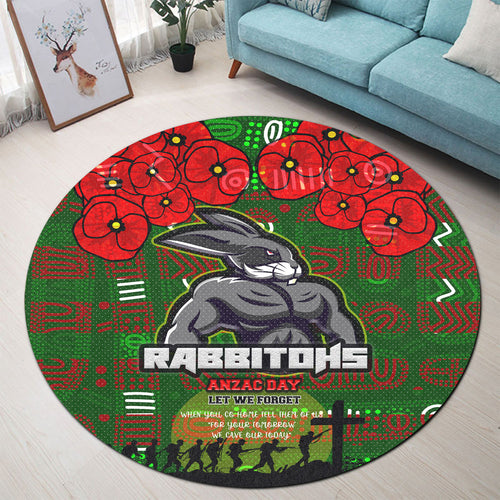 rabbitohs-rugby-round-rug-aboriginal-south-sydney-rabbitohs-anzac-let-we-forget-with-poppy-flower-round-rug