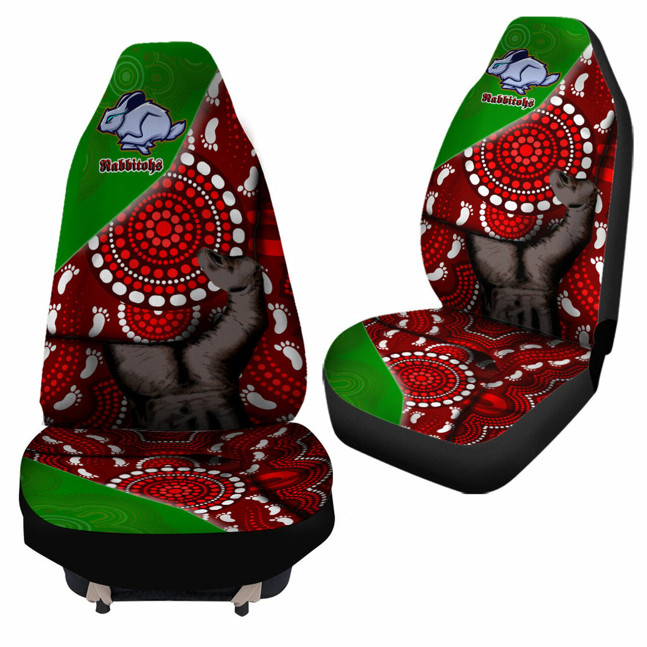 rabbitohs-rugby-aboriginal-custom-patronage-car-seat-cover-south-sydney-rabbitohs-bloods-in-my-veins