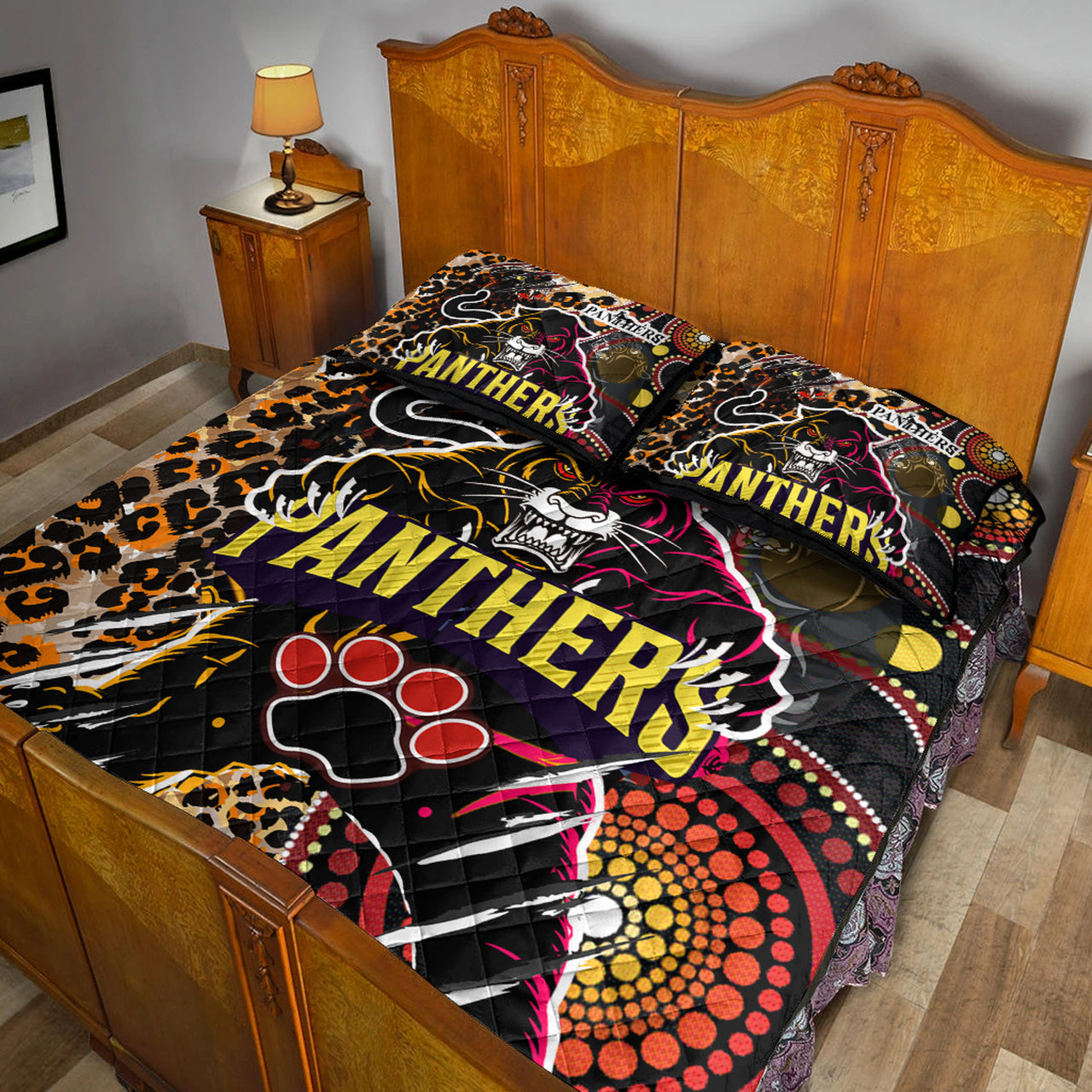 panthers-rugby-league-football-club-quilt-bed-set-the-indigenous-wild-black-panthers-scratch-style