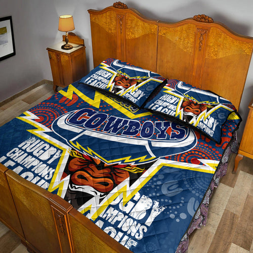 cowboys-aboriginal-rugby-custom-quilt-bed-set-super-queensland-cowboys