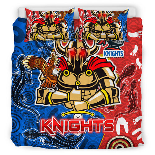 knights-aboriginal-rugby-bedding-set-custom-indigenous-knights-with-aussie-lizard-and-eagle